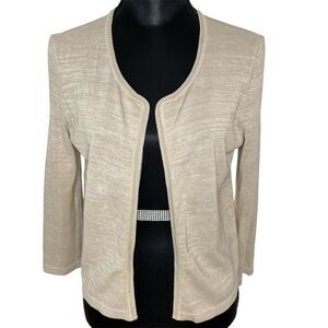 Chanel Cardigan Sweater Open Knit Classic Lightweight Vtg Beige Size 40 Small